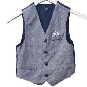 NAUTICA Boys Vest Size 5 Blue Linen Blend